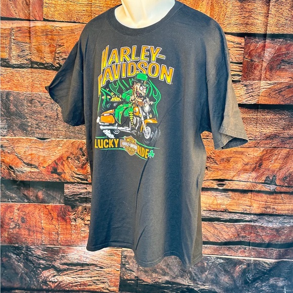 Harley-Davidson Black Tee with Green Motorcycle Graphic - Picture 4 of 13